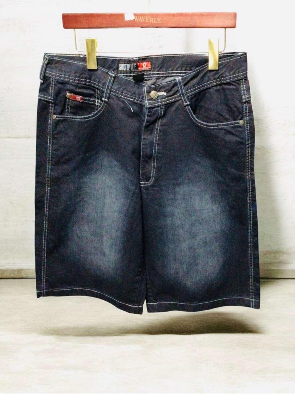 South Pole Dark Blue Washed Denim Men's Jean Shorts